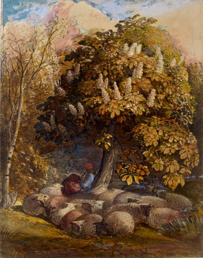 Pastoraali hevoskastanjapuun kanssa, n. 1830-1831 tekijältä Samuel Palmer