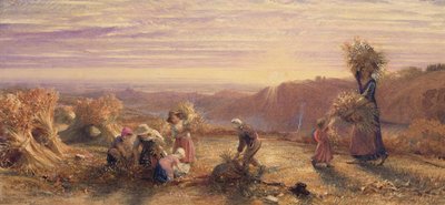 Auringonlasku keräilykenttien yllä tekijältä Samuel Palmer