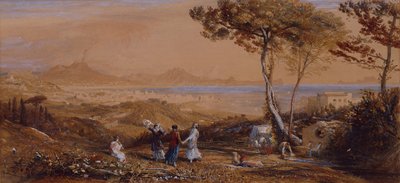 Napolinlahti (akvarelli paperille) tekijältä Samuel Palmer