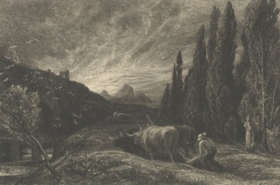 The Early Ploughman tai The Morning Spread Upon the Mountains, ennen vuotta 1861. tekijältä Samuel Palmer