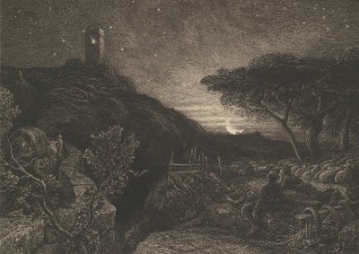 Yksinäinen torni, 1879. tekijältä Samuel Palmer