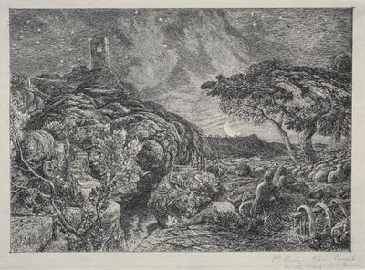 Yksinäinen torni, 1879. tekijältä Samuel Palmer