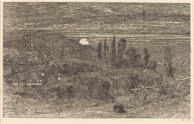 Nouseva kuu tai englantilainen pastoraali tekijältä Samuel Palmer