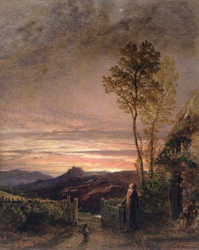 The Rising of the Skylark (öljy laudalle) tekijältä Samuel Palmer