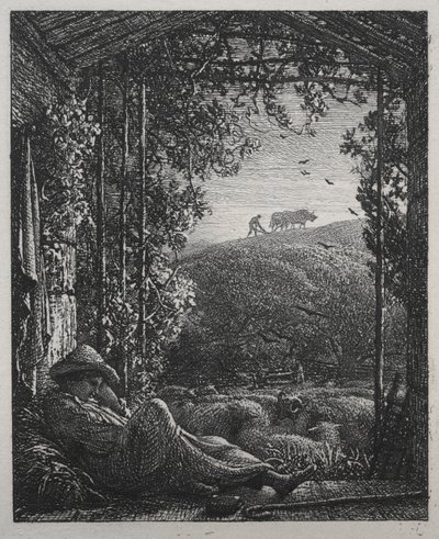 Nukkuva paimen, 1857. tekijältä Samuel Palmer