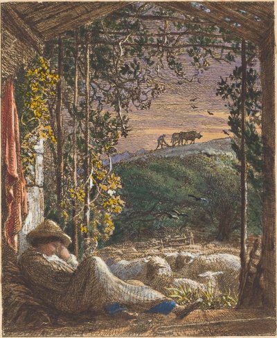 Nukkuva paimen; Aikainen aamu tekijältä Samuel Palmer