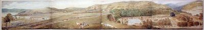 Luonnos panoraamaa varten - The Town of Largs, Ayrshire, heinäkuu 1856 (akvarelli kynällä paperille) tekijältä Samuel Parlber