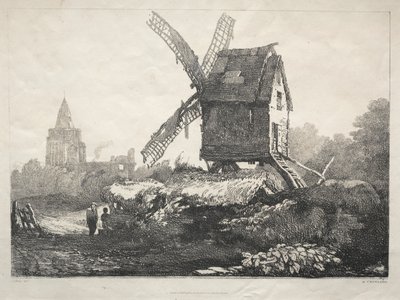 Sarja muinaisia rakennuksia ja maaseutumökkejä Pohjois-Englannissa: At Crowland, Windmill, 182 tekijältä Samuel Prout
