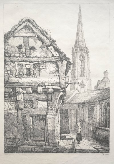 Sarja muinaisia rakennuksia ja maaseutumökkejä Pohjois-Englannissa: At York, Street..., 1821. tekijältä Samuel Prout