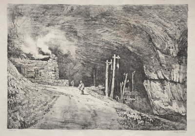 Sarja muinaisia rakennuksia ja maaseutumökkejä Pohjois-Englannissa: Peak Cavern tekijältä Samuel Prout
