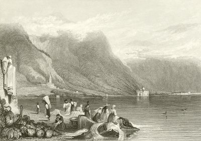 Chillonin linna, Genevejärvi, Sveitsi tekijältä Samuel Prout