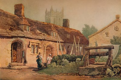 Mökit Glastonburyssa, 1819 tekijältä Samuel Prout