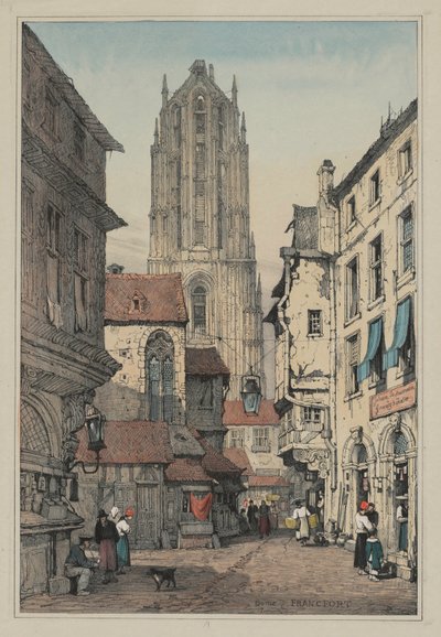 Flanderissa ja Saksassa tehtyjen luonnosten tilat: Dome, Frankfurt, n. 1833. tekijältä Samuel Prout