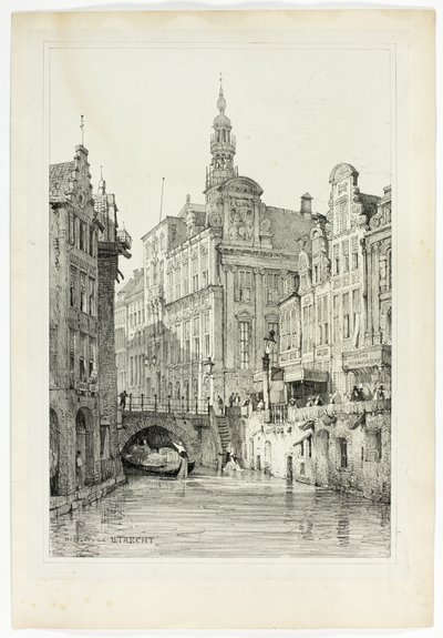 Hotel de Ville, Utrecht, Flanderissa ja Saksassa tehtyjen luonnosten jäljennösten perusteella. tekijältä Samuel Prout