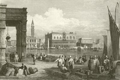 Grand Canal ja Dogen palatsi, Venetsia tekijältä Samuel Prout