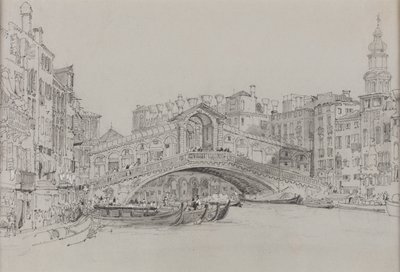 Rialto, Venetsia, päivämäärä tuntematon (vesiväri paperille). tekijältä Samuel Prout