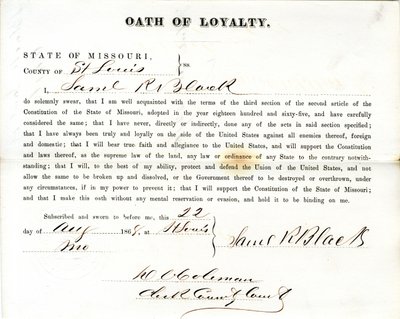 Uskollisuusvala: Samuel R. Black Missourista, St.Louisin kreivikunta tekijältä Samuel R. Black