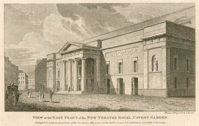 Näkymä uuden Theatre Royalin itäpuolelle, Covent Gardeniin, Lontooseen tekijältä Samuel Rawle