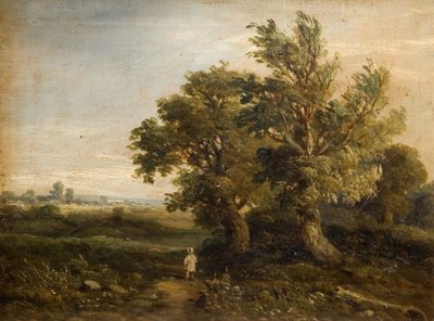 Maisema puiden kanssa, 1863. tekijältä Samuel Restell Lines