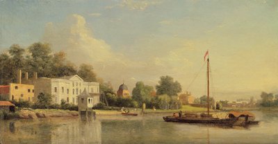 Alexander Popen (1688-1744) huvila, Twickenham, n. 1759 (öljy paneelille) tekijältä Samuel Scott