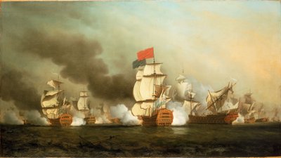 Lordi Ansonin voitto Finisterren niemellä 3. toukokuuta 1747. tekijältä Samuel Scott