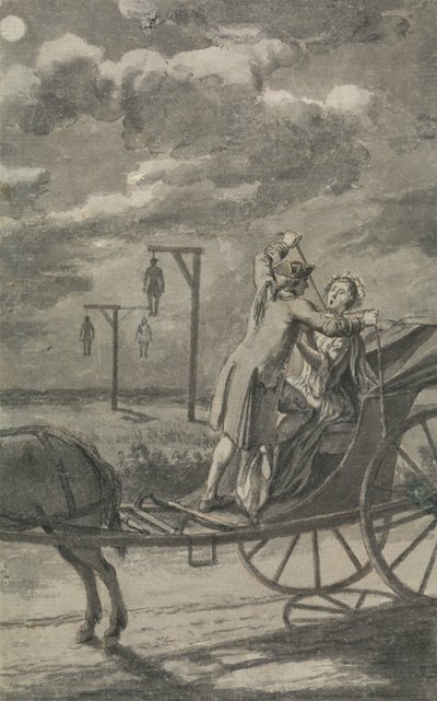 Murder in the Carriage (todennäköisesti malli The Tyburn Chronicleen) tekijältä Samuel Wale