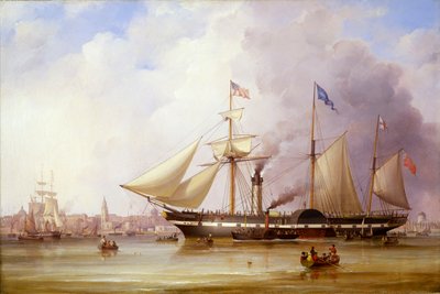 Mela-alus "President" Merseyllä Liverpoolin edustalla, 1800-luvun puoliväli (öljy kankaalle). tekijältä Samuel Walters