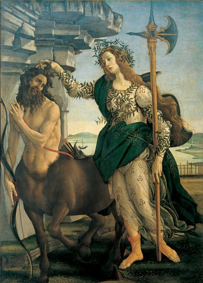 Pallas (Athena tai Minerva) ja kentauri, kirjoittanut Sandro Botticelli (1445-1510), noin 1482 - Firenze, Uffizin galleria. tekijältä Sandro Botticelli