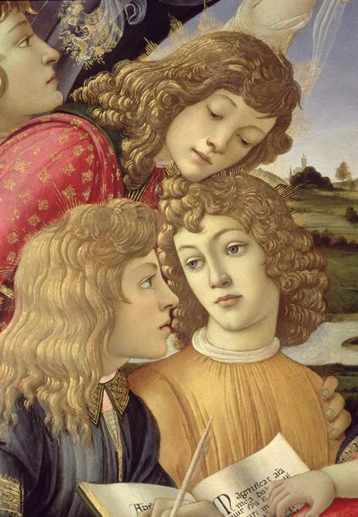 Magnificatin Madonna, yksityiskohta kolmesta pojasta tekijältä Sandro Botticelli