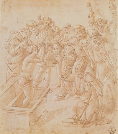 Lasaruksen herättäminen (kynä ja muste guassilla) tekijältä Sandro Botticelli
