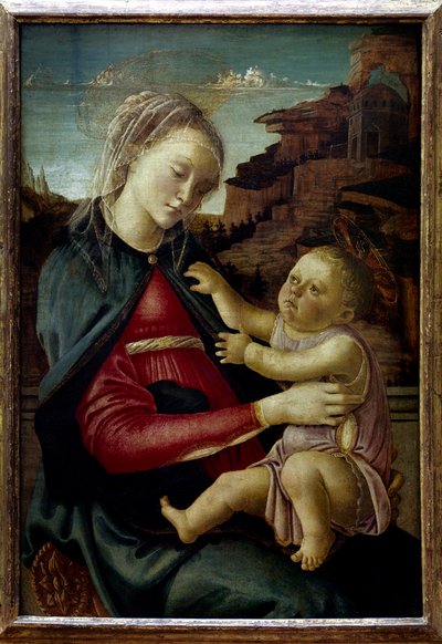 Alessandro di Mariano dei Filipepi (1445-1510) Sandro Botticellin (1445-1510) maalaus Faenzan guidin madonnaksi kutsutun Faenzan madonnaksi, 1400-luvun aurinko. 0,73x0,49 m Pariisi, Musee du Louvre tekijältä Sandro Botticelli