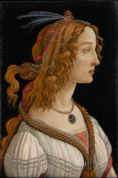 Idealisoitu naisen muotokuva (Simonetta Vespuccin muotokuva nymfänä) tekijältä Sandro Botticelli