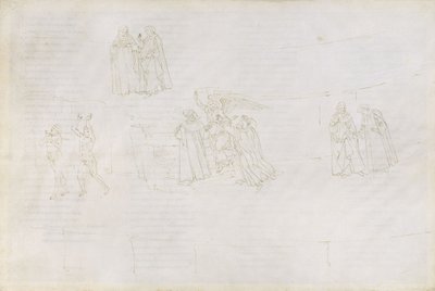 Kuvitus Dante Alighieri Purgatorio 17, 1480-1490 jumalalliseen komediaan tekijältä Sandro Botticelli
