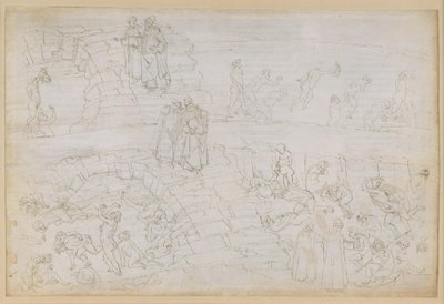 La Divina Commedia, Inferno XXIX. Vergilius ja Dante helvetin kahdeksannessa piirissä (Malebolge), 10. bolgia: Väärennösten tekijöiden ja alkemistien rangaistus tekijältä Sandro Botticelli