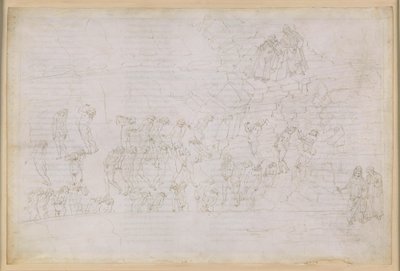 La Divina Commedia, Inferno XX. Vergilius ja Dante helvetin kahdeksannessa piirissä (Malebolge), 4. bolgia: noitien ja ennustajien rangaistus; kohtaaminen Manton kanssa tekijältä Sandro Botticelli
