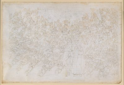 La Divina Commedia, Paradiso XXVIII. Yhdeksäs sfääri (kristallitaivas tai Primum Mobile): Dante näkee Jumalan kirkkaasti loistavana pisteenä, jota enkelikuorot kiertävät; Beatrice selittää sfäärin hierarkian ja vaikuttavat voimat tekijältä Sandro Botticelli