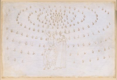La Divina Commedia, Paradiso XXV. Kahdeksas taivas (kiinteiden tähtien taivas): Jaakob koettelee Dantea toisessa teologisessa hyveessä, toivossa; evankelista Johanneksen ilmestyminen ja hänen puheensa paratiisin olentojen luonteesta; Danten sokaistuminen tekijältä Sandro Botticelli