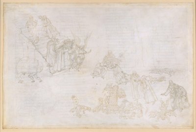 La Divina Commedia, Purgatorio XII. Purgatorion ensimmäinen kehä: kuvia ylpeyden rangaistuksesta; enkeli toisen kehän portaiden edessä tekijältä Sandro Botticelli