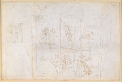 La Divina Commedia, Purgatorio XXVIII. Maallinen paratiisi: Dante ja Matelda Lethe-joen rannalla tekijältä Sandro Botticelli