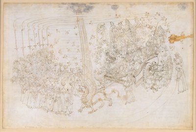 La Divina Commedia, Purgatorio XXX. Maallinen paratiisi: Beatrice voitonvaunussa tekijältä Sandro Botticelli
