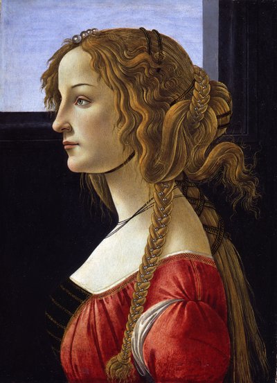 Nuoren naisen profiilikuva Simonetta Vespucci, n. 1476 tekijältä Sandro Botticelli