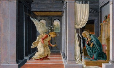 Marian ilmestys, n.1485 (tempera ja kulta puulle). tekijältä Sandro Botticelli