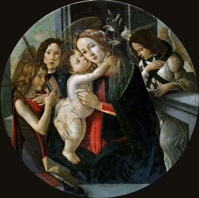 Madonna ja lapsi Pyhän Johanneksen ja kahden enkelin kanssa. tekijältä Sandro Botticelli