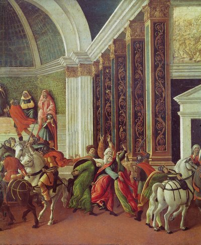The Story of Virginia yksityiskohta oikeasta: hänen isänsä Virginius tappoi, 1500-04 tempera paneelissa tekijältä Sandro Botticelli