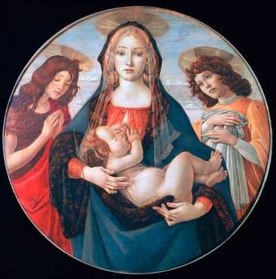 Neitsyt ja lapsi Pyhän Johanneksen ja enkelin kanssa, n. 1490 tekijältä Sandro Botticelli
