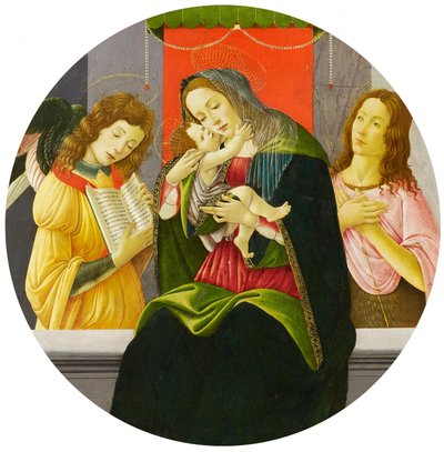 Madonna lapsen, Johannes Kastajan ja enkelin kanssa. tekijältä Sandro Botticelli and workshop