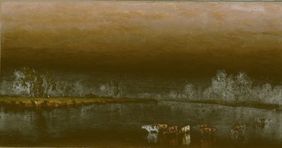 Lehmät lammessa auringonlaskun aikaan tekijältä Sanford Robinson Gifford