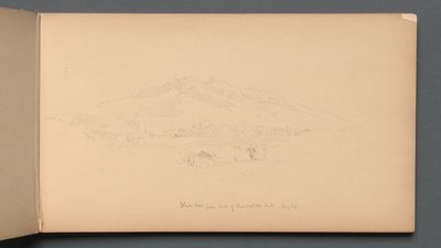 Luonnoskirja, sivu 12: Valkoiset vuoret Randolph Hillin juurelta, 1859. tekijältä Sanford Robinson Gifford