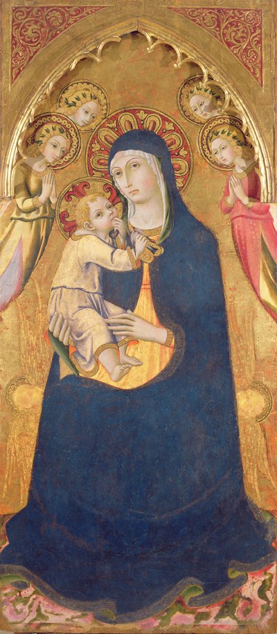 Madonna ja lapsi (tempera ja kultalehti paneelissa) tekijältä Sano di Pietro