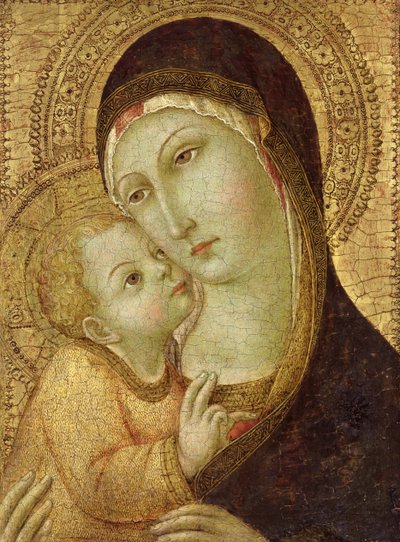 Madonna ja lapsi (tempera ja kultalehti paneelissa) tekijältä Sano di Pietro